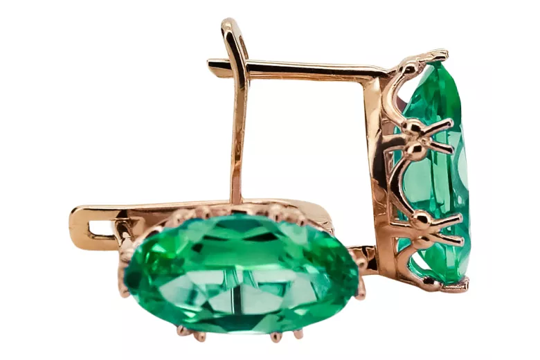 Earrings Vintage Jewlery Emerald Original Vintage 14K Rose Gold vec021r